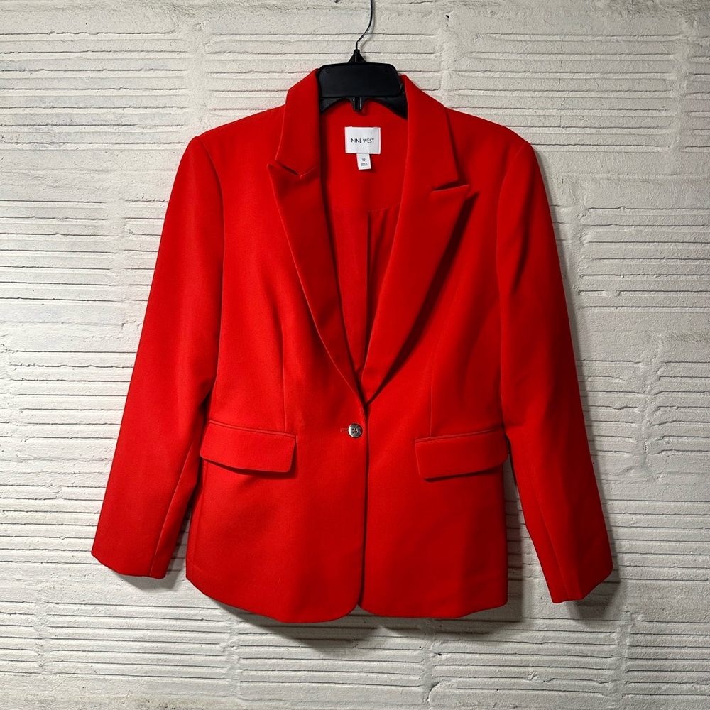 Women’s Nine West Red Suit Blazer Size 12 Trendy & Casual